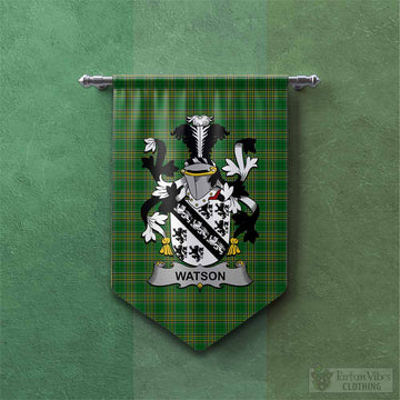 Tartan Vibes Clothing Watson Irish Clan Tartan Gonfalon, Tartan Banner with Coat of Arms