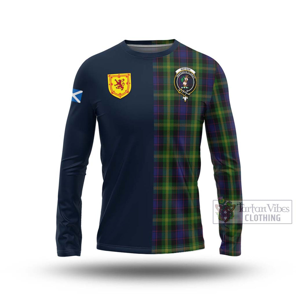 Tartan Vibes Clothing Watson Tartan Long Sleeve T-Shirt with Scottish Lion Royal Arm Half Style