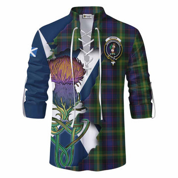 Tartan Vibes Clothing Watson Tartan Family Crest Ghillie Kilt Shirt Scottish Thistle Celtic Inspired