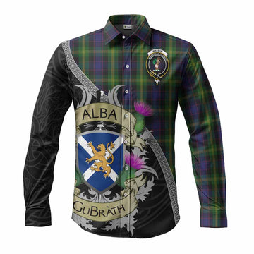 Watson Tartan Family Crest Long Sleeve Button Shirt Lion Rampant Royal Thistle Shield Celtic Inspired