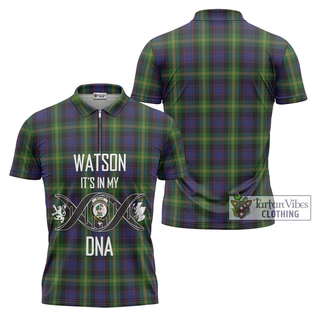Watson Tartan Zipper Polo Shirt with Family Crest DNA In Me Style Unisex - Tartanvibesclothing Shop