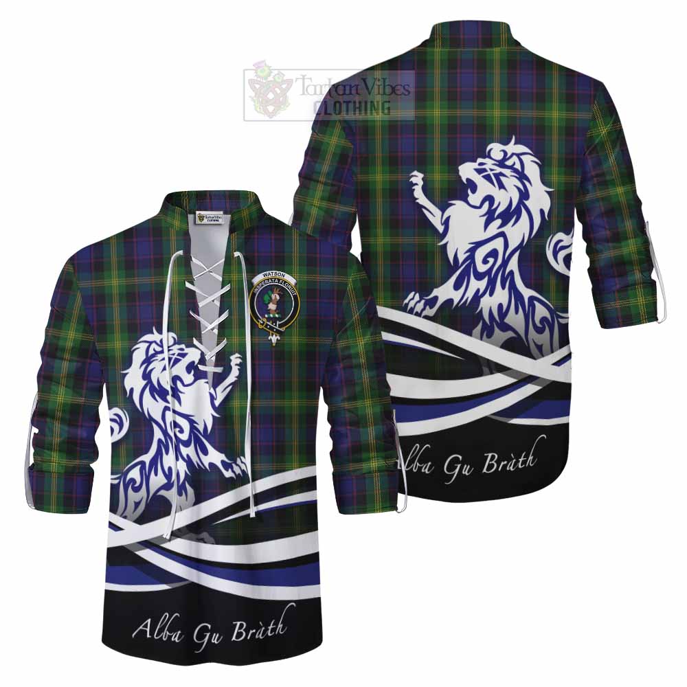 Tartan Vibes Clothing Watson Tartan Ghillie Kilt Shirt with Alba Gu Brath Regal Lion Emblem