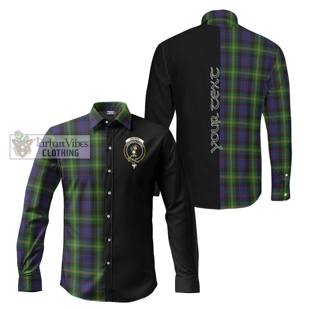 Watson Tartan Long Sleeve Button Shirt with Family Crest and Half Of Me Style Men's Shirt S - Tartanvibesclothing Shop