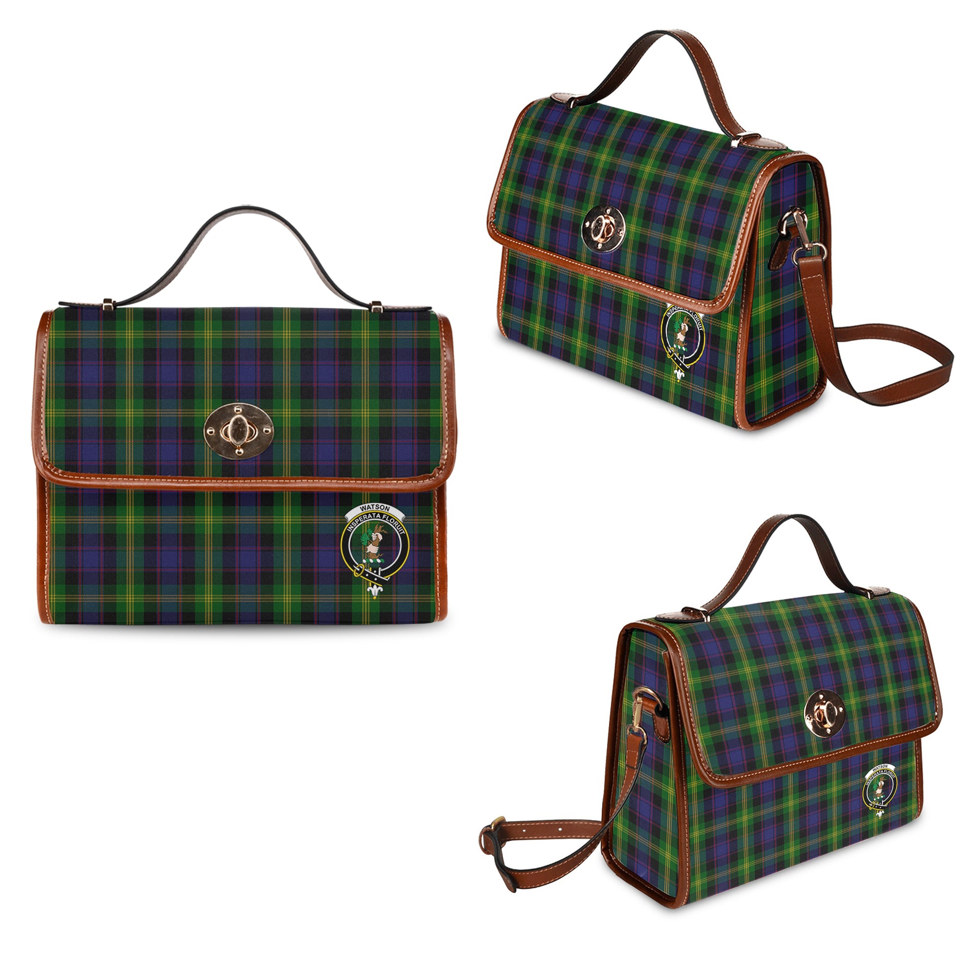 watson-tartan-leather-strap-waterproof-canvas-bag-with-family-crest