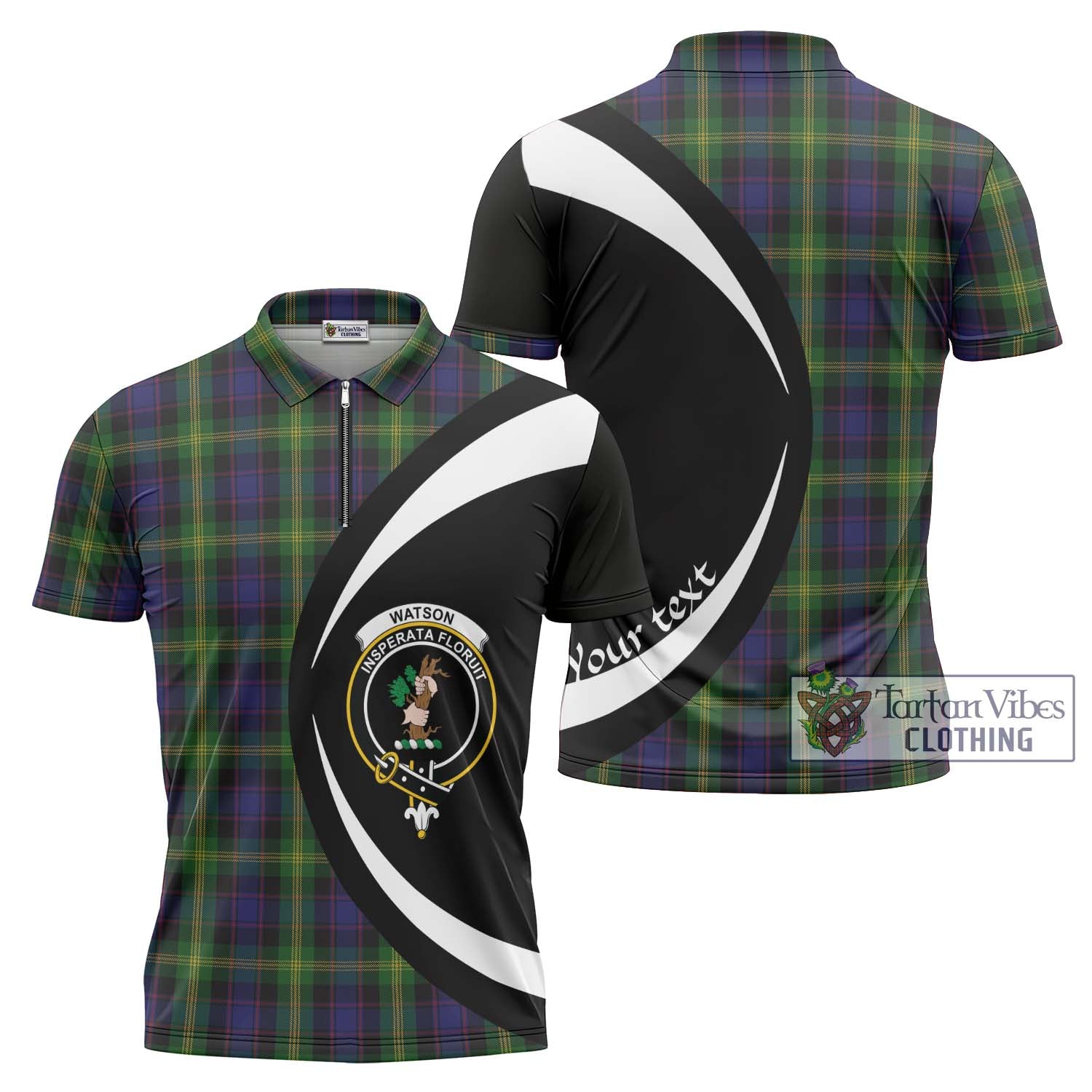 Watson Tartan Zipper Polo Shirt with Family Crest Circle Style Unisex - Tartan Vibes Clothing