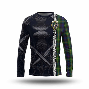 Tartan Vibes Clothing Watson Tartan Long Sleeve T-Shirt with Family Crest Cross Sword Thistle Celtic Vibes