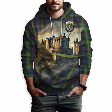 Watson Tartan Family Crest Hoodie with Scottish Ancient Castle Style
