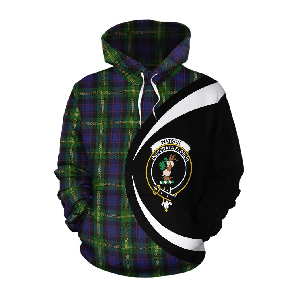 Tartan Vibes Clothing Watson Tartan Cotton Hoodie with Family Crest Circle Style