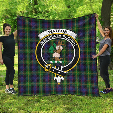 Watson Tartan Quilt with Family Crest