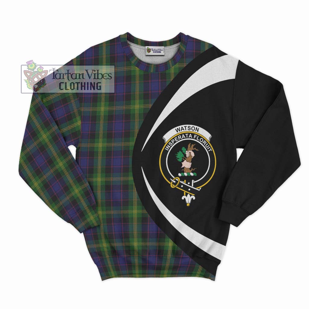 Watson Tartan Sweatshirt with Family Crest Circle Style Unisex - Tartan Vibes Clothing