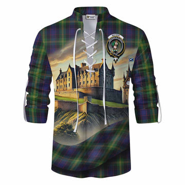 Tartan Vibes Clothing Watson Tartan Family Crest Ghillie Kilt Shirt with Scottish Ancient Castle Style