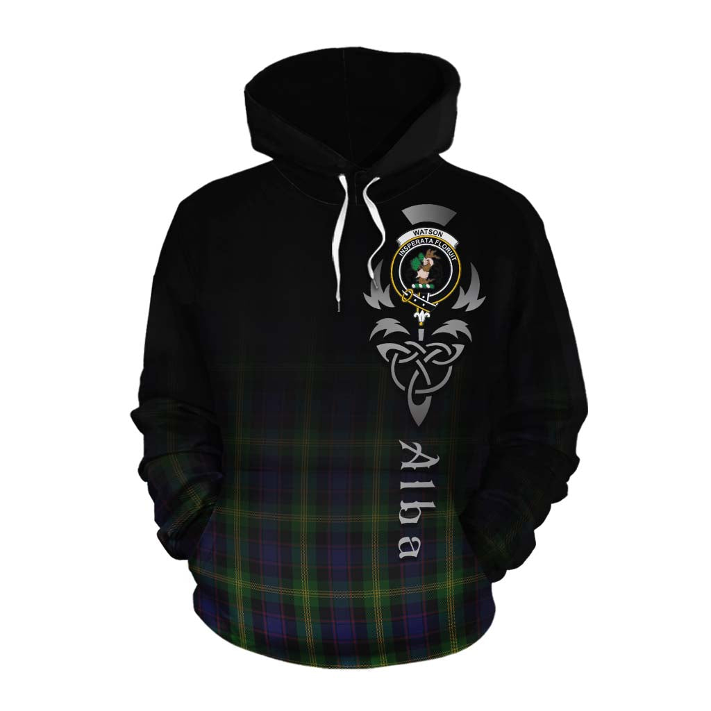 Watson Tartan Cotton Hoodie Featuring Alba Gu Brath Family Crest Celtic Inspired Pullover Hoodie XS - Tartan Vibes Clothing