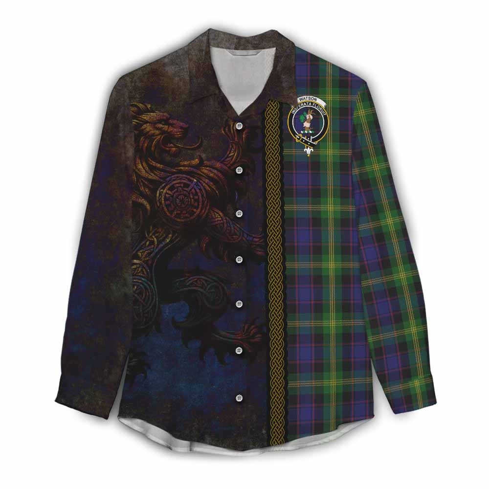 Tartan Vibes Clothing Watson Tartan Family Crest Women's Casual Shirt Alba Gu Brath Be Brave Lion Ancient Style