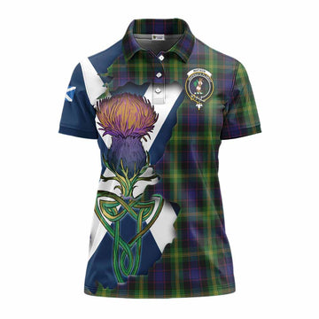Watson Tartan Family Crest Women's Polo Shirt Scottish Thistle Celtic Inspired