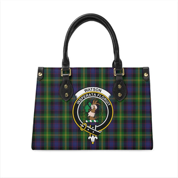 Watson Tartan Leather Bag with Family Crest