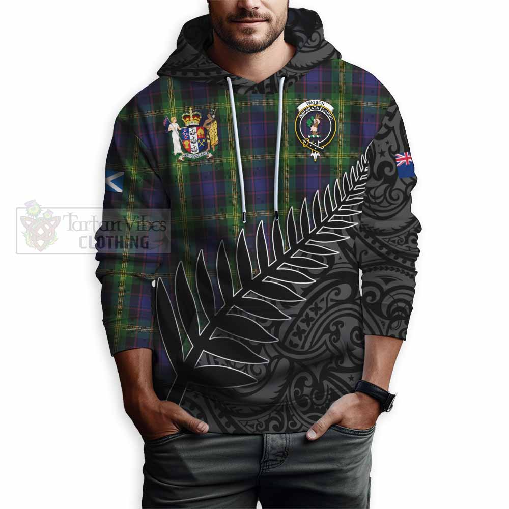 Tartan Vibes Clothing Watson Crest Tartan Hoodie with New Zealand Silver Fern Half Style