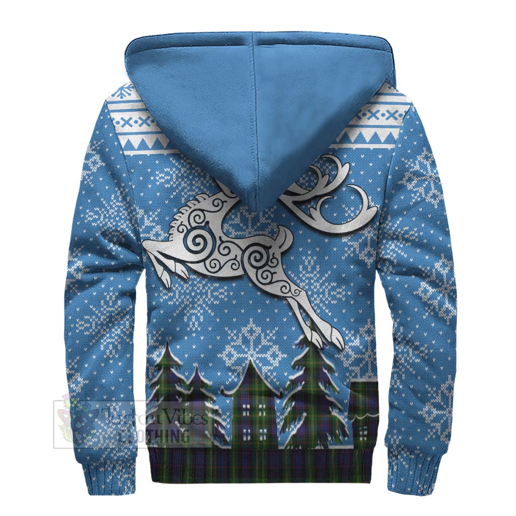 Tartan Vibes Clothing Watson Clan Christmas Sherpa Hoodie Celtic Reindeer Style
