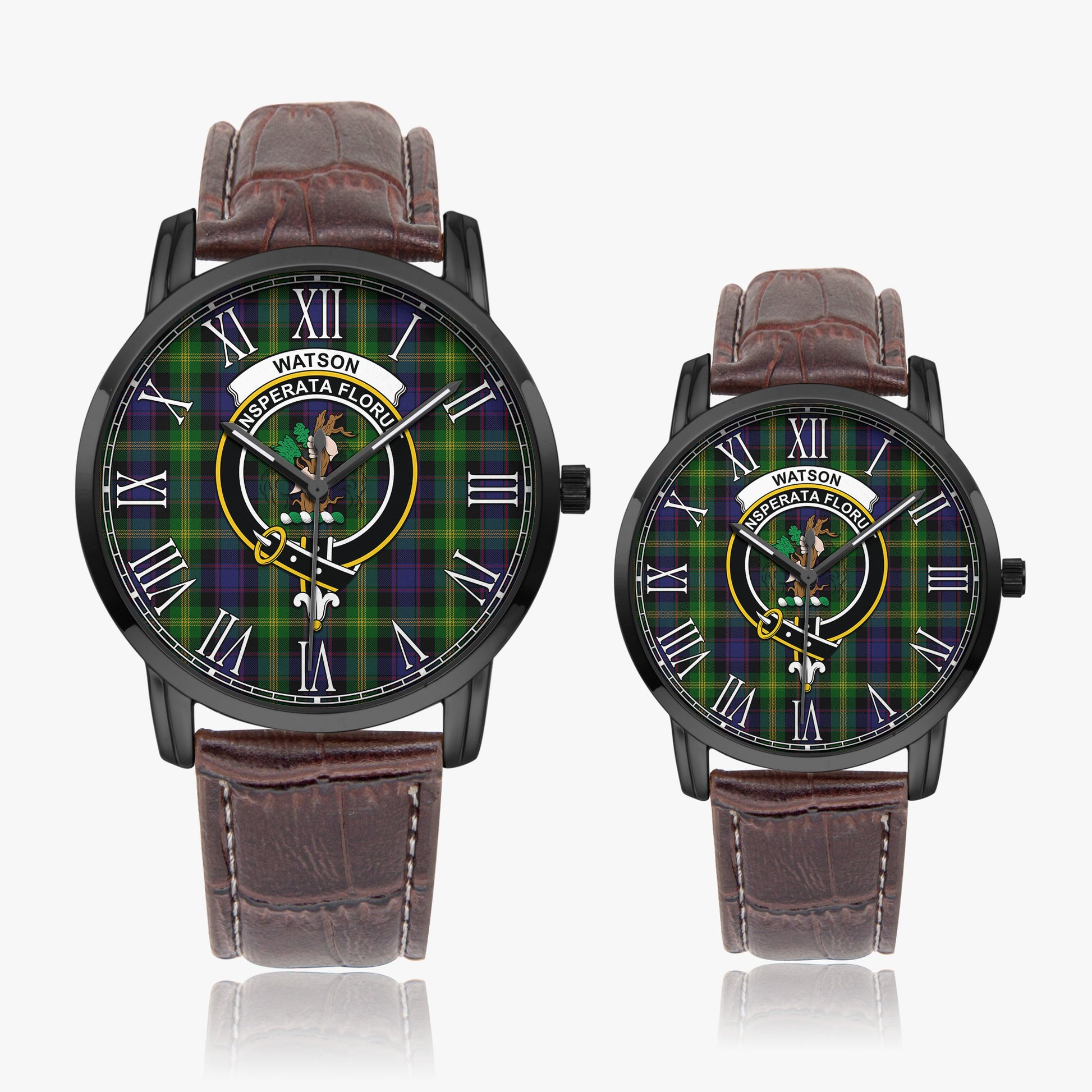 Watson Tartan Family Crest Leather Strap Quartz Watch - Tartan Vibes Clothing