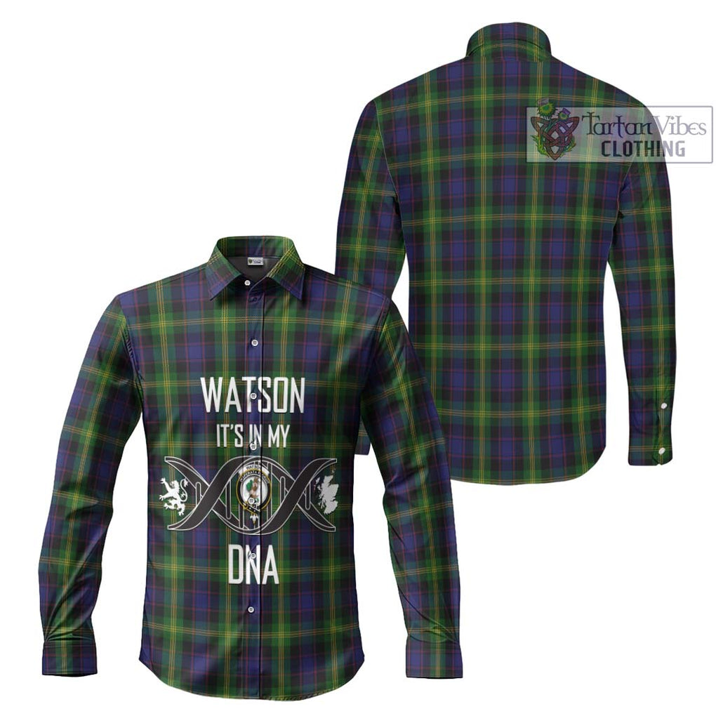 Watson Tartan Long Sleeve Button Shirt with Family Crest DNA In Me Style Men's Shirt - Tartanvibesclothing Shop