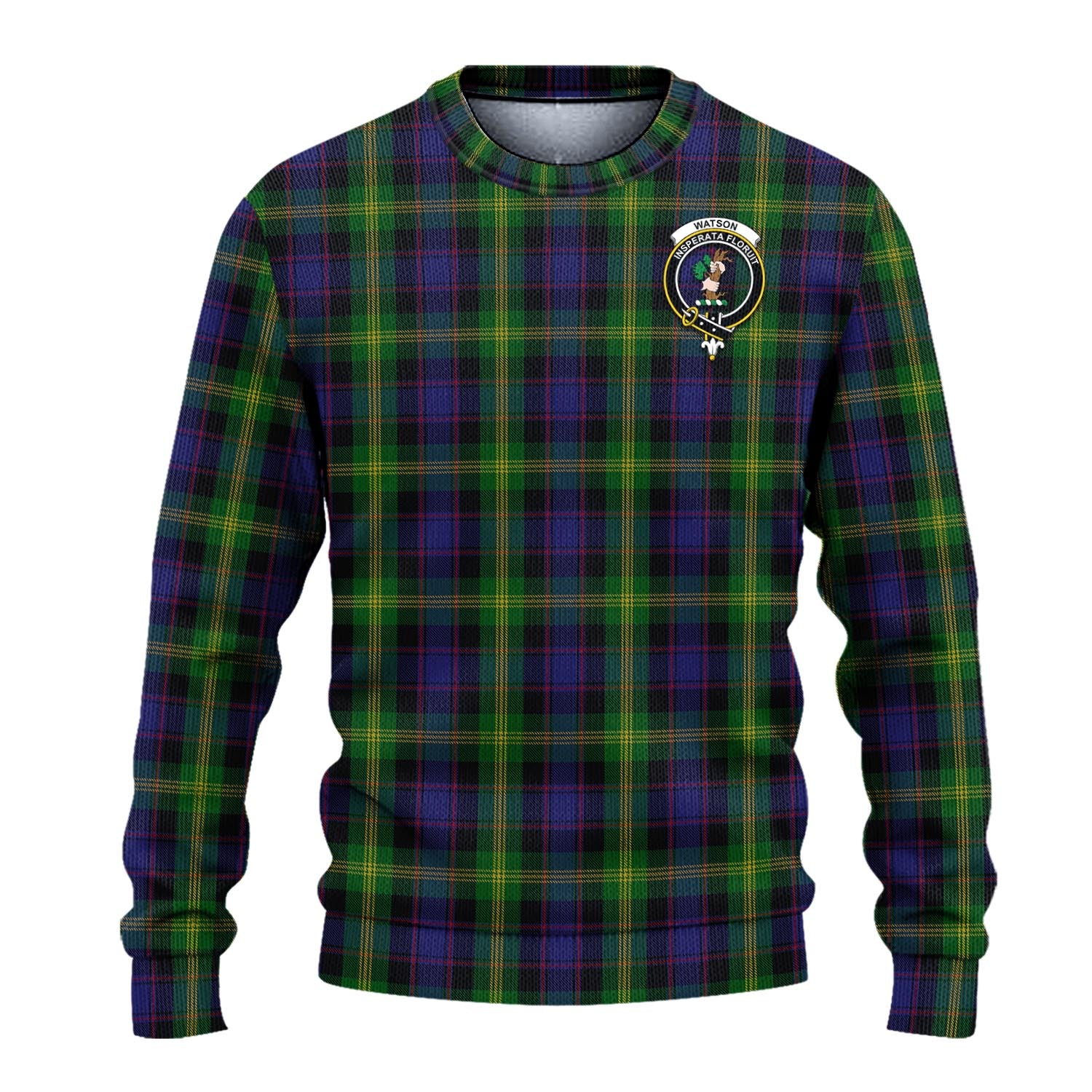 Watson Tartan Knitted Sweater with Family Crest - Tartanvibesclothing