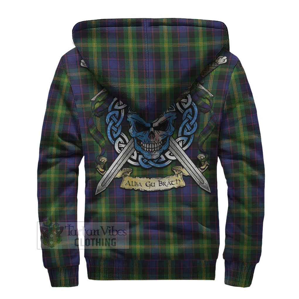 Tartan Vibes Clothing Watson Tartan Sherpa Hoodie with Family Crest Celtic Skull Style