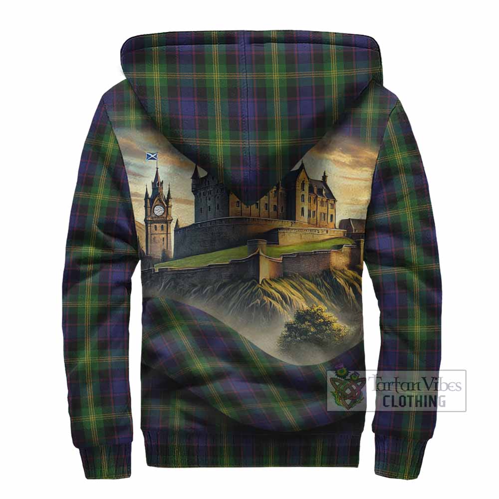Tartan Vibes Clothing Watson Tartan Family Crest Sherpa Hoodie with Scottish Ancient Castle Style