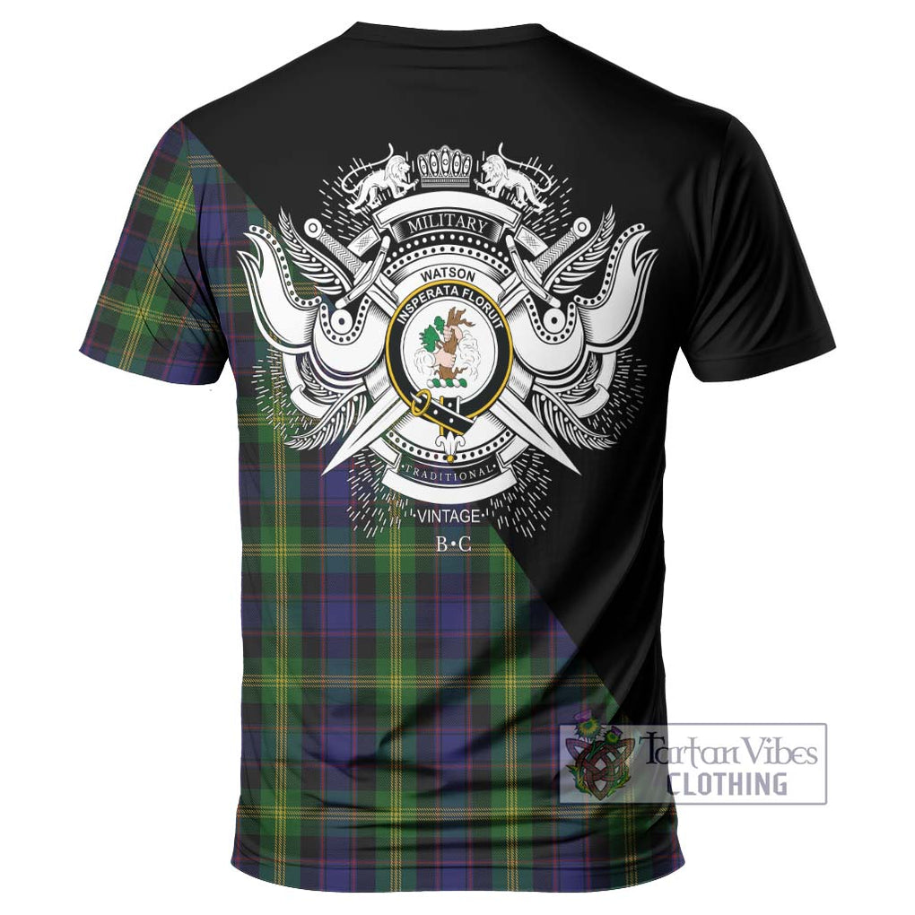 Watson Tartan T-Shirt with Family Crest and Military Logo Style - Tartanvibesclothing Shop