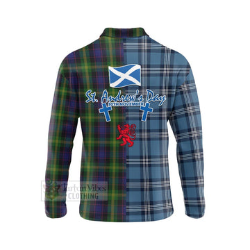 Tartan Vibes Clothing Watson Tartan Long Sleeve Polo Shirt Happy St. Andrew's Day Half Tartan Style