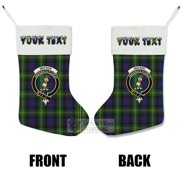Watson Tartan Family Crest Christmas Stocking with Personalized Text