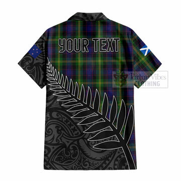 Tartan Vibes Clothing Watson Crest Tartan Short Sleeve Button Shirt with New Zealand Silver Fern Half Style