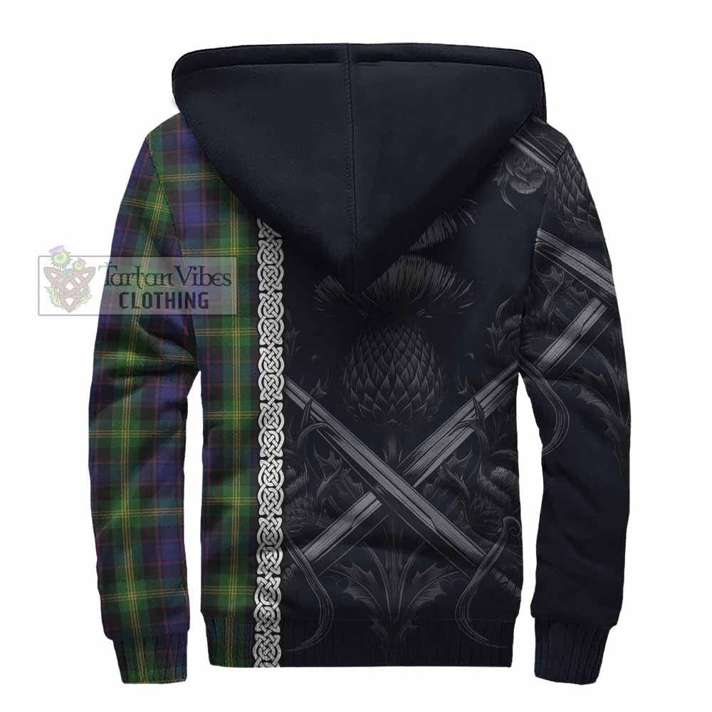Tartan Vibes Clothing Watson Tartan Sherpa Hoodie with Family Crest Cross Sword Thistle Celtic Vibes