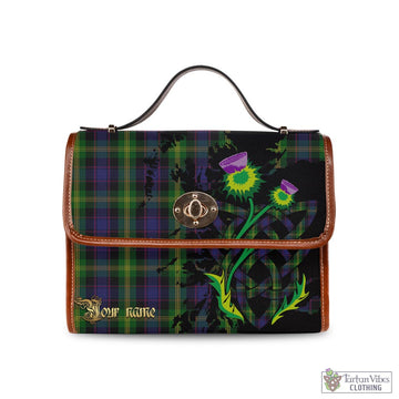 Watson Tartan Waterproof Canvas Bag with Scotland Map and Thistle Celtic Accents