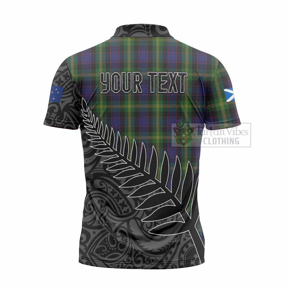Tartan Vibes Clothing Watson Crest Tartan Zipper Polo Shirt with New Zealand Silver Fern Half Style