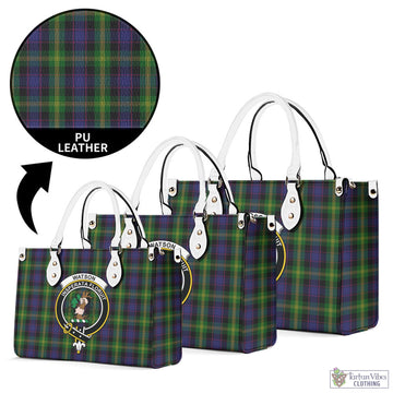 Watson Tartan Luxury Leather Handbags with Family Crest