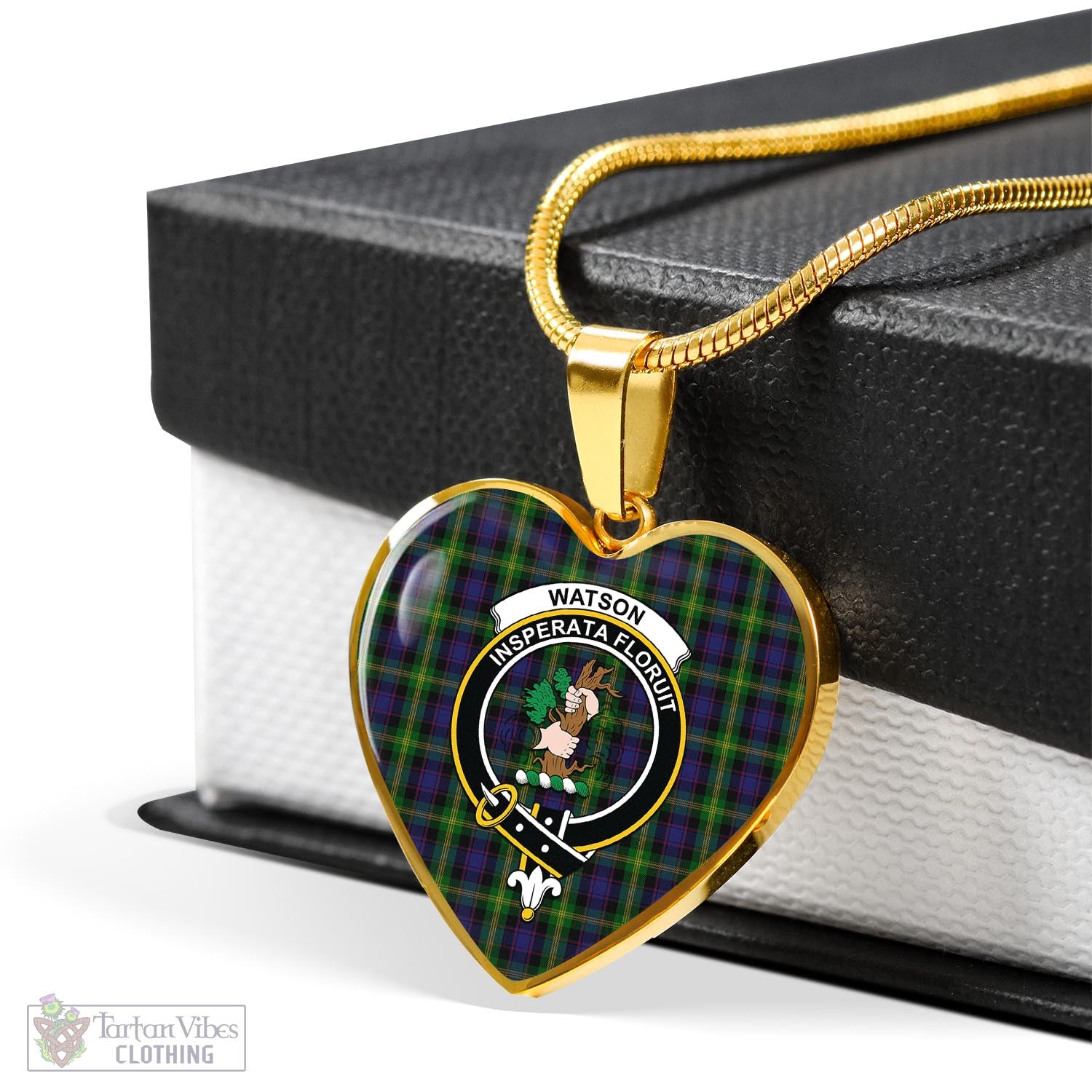 Tartan Vibes Clothing Watson Tartan Heart Necklace with Family Crest
