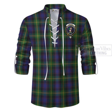 Tartan Vibes Clothing Watson Tartan Ghillie Kilt Shirt with Family Crest Celtic Skull Style