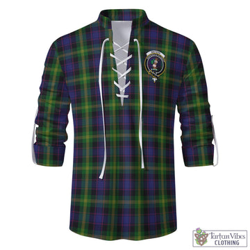 Tartan Vibes Clothing Watson Tartan Men's Scottish Traditional Jacobite Ghillie Kilt Shirt with Family Crest