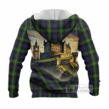Watson Tartan Family Crest Knitted Hoodie with Scottish Ancient Castle Style