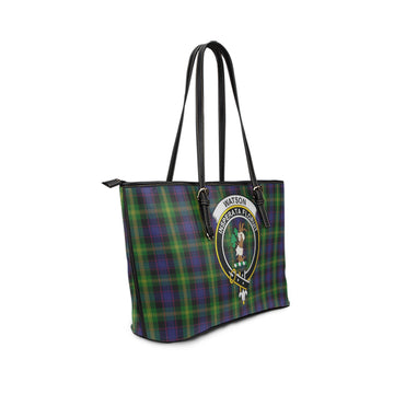 Watson Tartan Leather Tote Bag with Family Crest