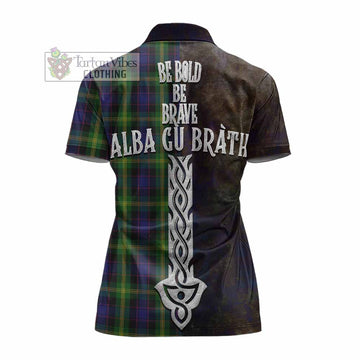 Watson Tartan Family Crest Women's Polo Shirt Alba Gu Brath Be Brave Lion Ancient Style