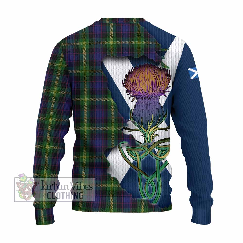 Tartan Vibes Clothing Watson Tartan Family Crest Knitted Sweater Scottish Thistle Celtic Inspired