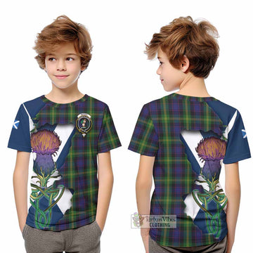 Watson Tartan Family Crest Kid T-Shirt Scottish Thistle Celtic Inspired