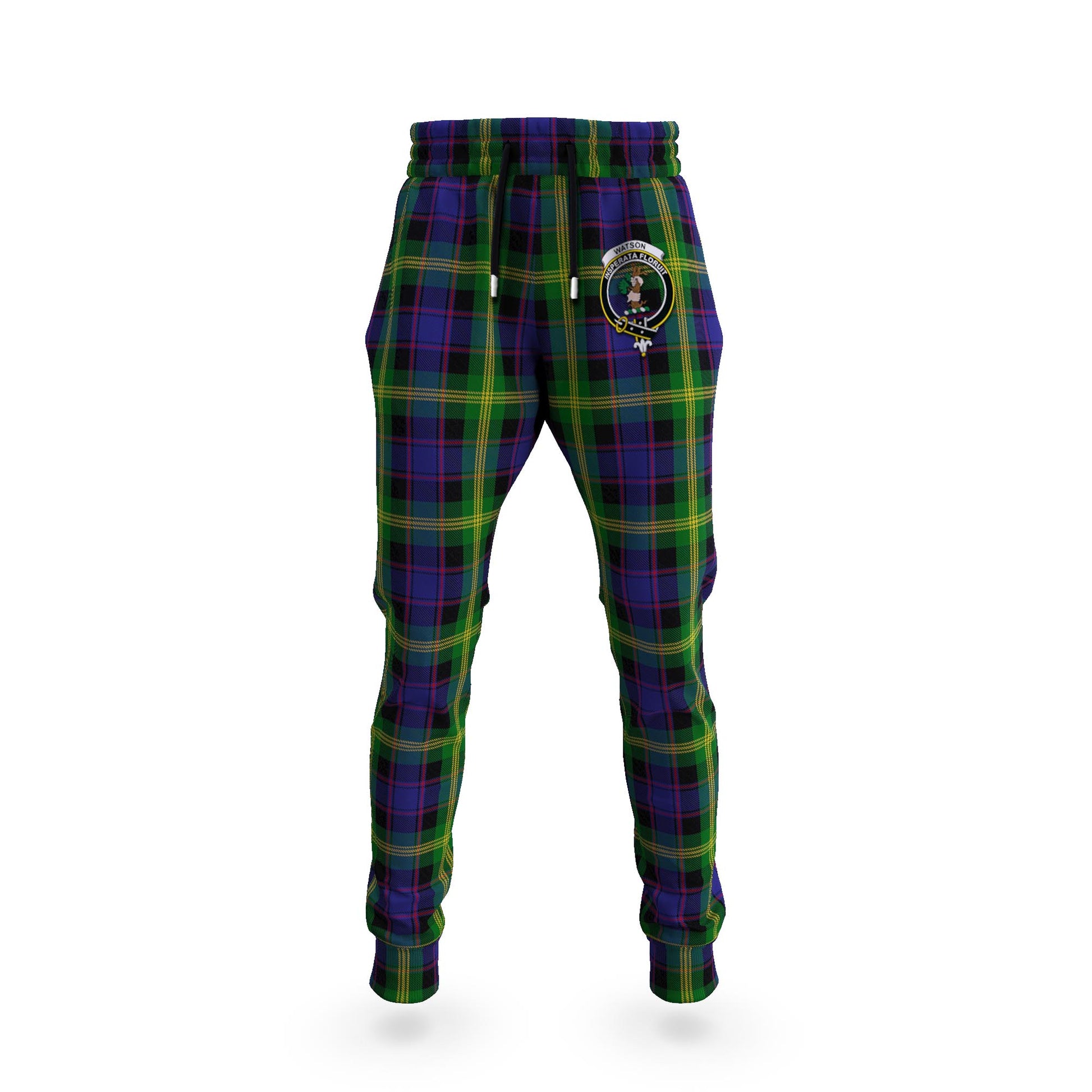 Watson Tartan Joggers Pants with Family Crest - Tartanvibesclothing Shop