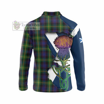 Tartan Vibes Clothing Watson Tartan Family Crest Long Sleeve Polo Shirt Scottish Thistle Celtic Inspired