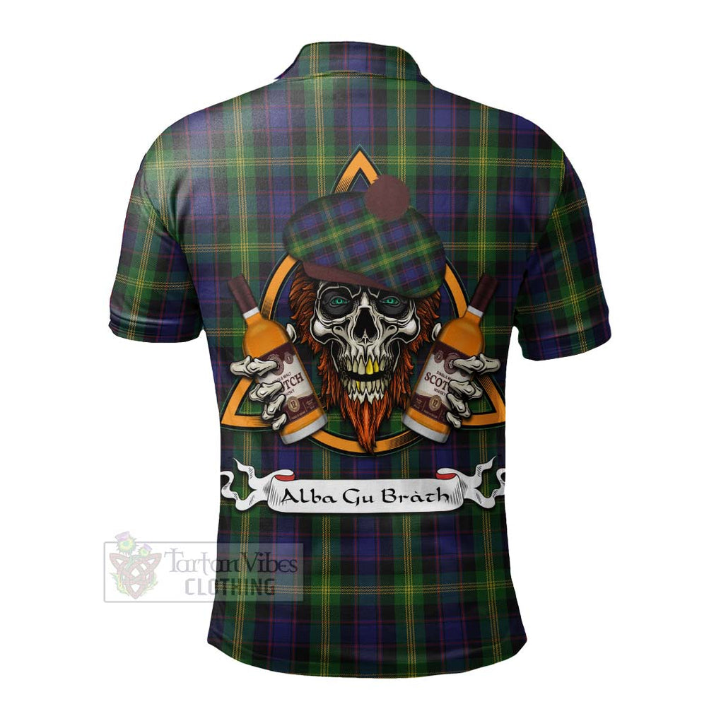 Tartan Vibes Clothing Watson Tartan Polo Shirt with Family Crest and Bearded Skull Holding Bottles of Whiskey