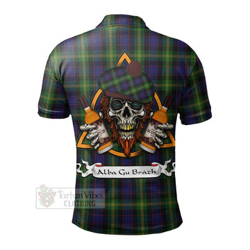 Tartan Vibes Clothing Watson Tartan Polo Shirt with Family Crest and Bearded Skull Holding Bottles of Whiskey
