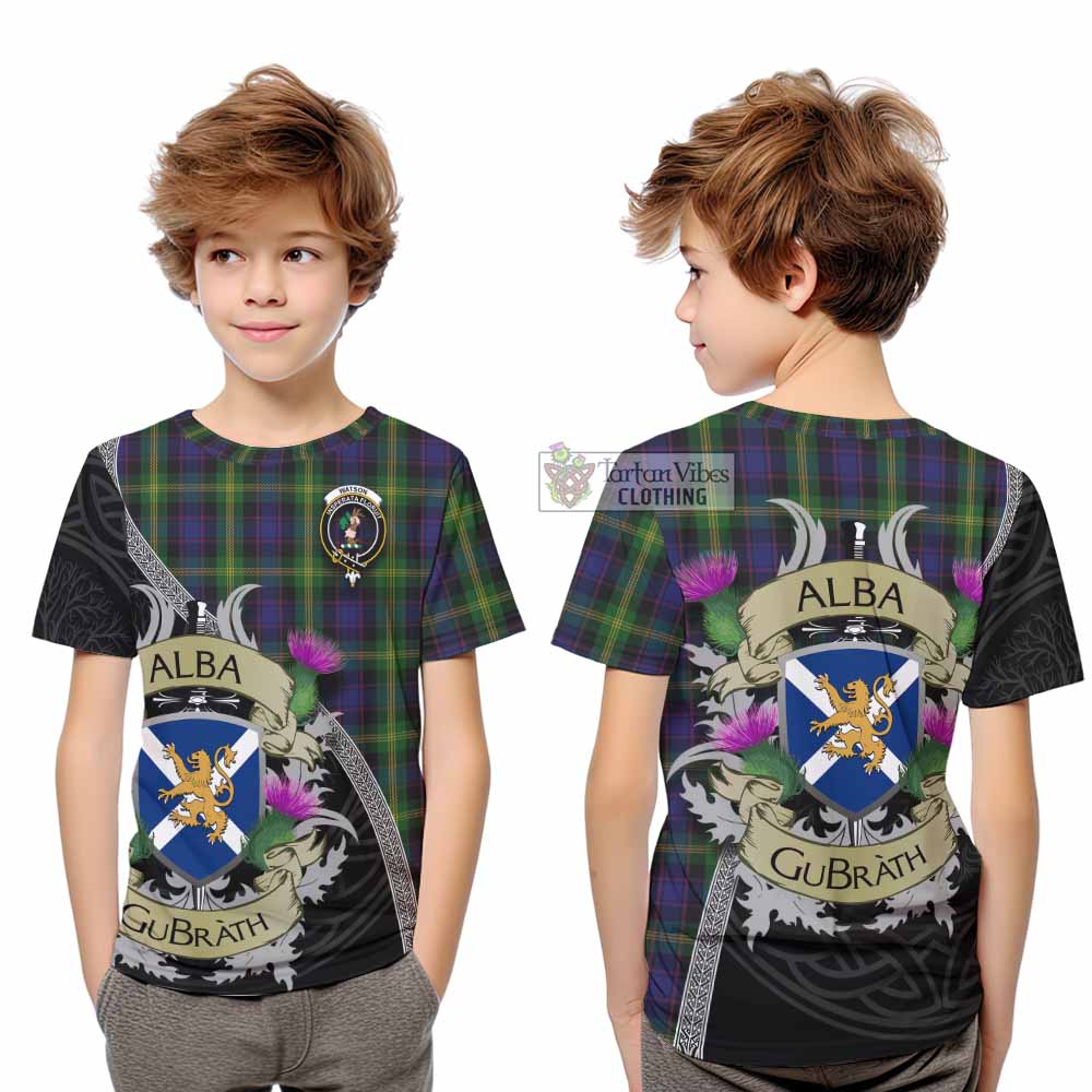 Tartan Vibes Clothing Watson Tartan Family Crest Kid T-Shirt Lion Rampant Royal Thistle Shield Celtic Inspired
