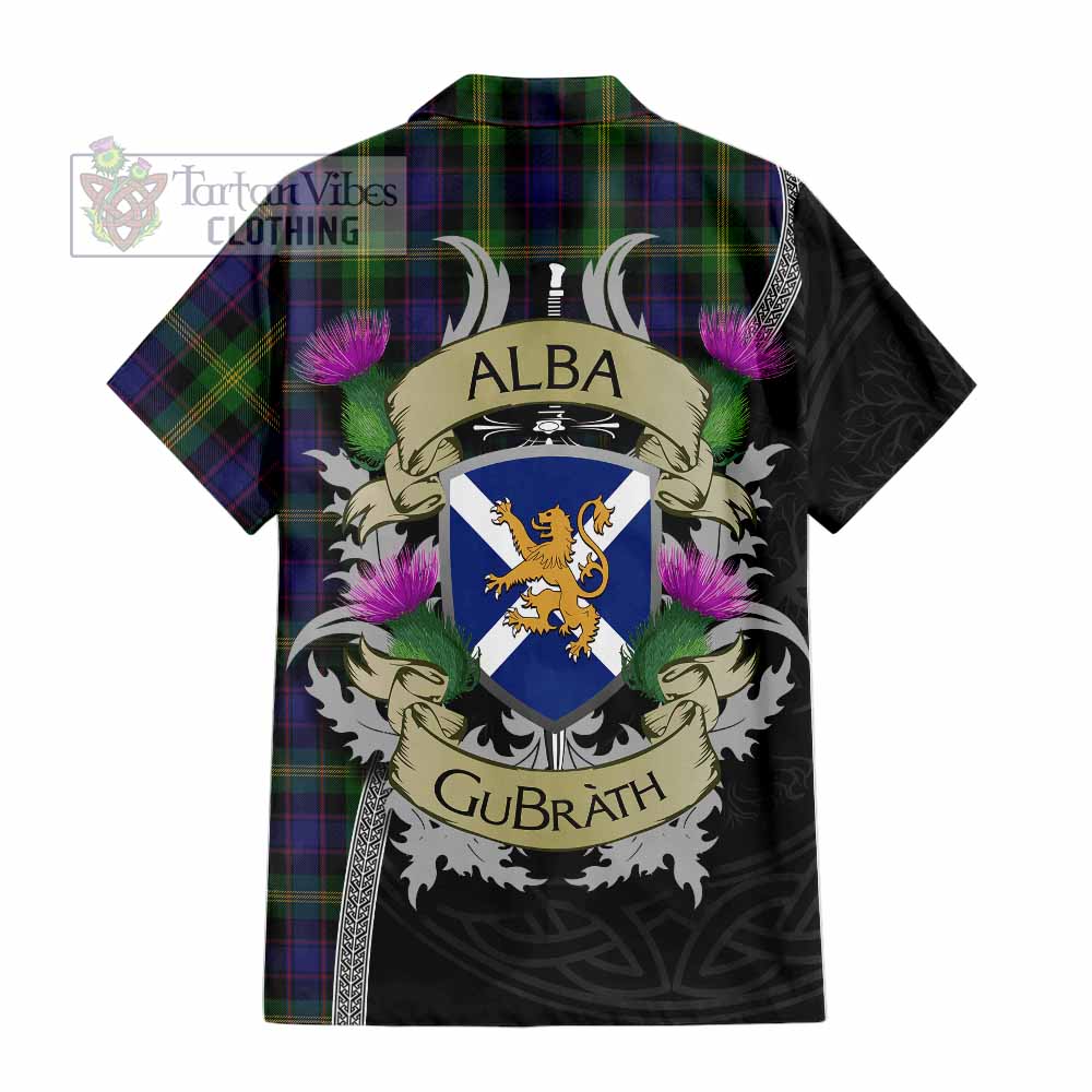 Tartan Vibes Clothing Watson Tartan Family Crest Short Sleeve Button Shirt Lion Rampant Royal Thistle Shield Celtic Inspired
