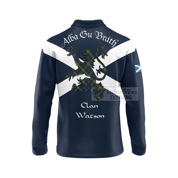 Tartan Vibes Clothing Watson Tartan Lion Rampant Long Sleeve Polo Shirt – Proudly Display Your Heritage with Alba Gu Brath and Clan Name