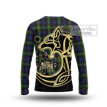 Watson Tartan Long Sleeve T-Shirt with Family Crest Celtic Wolf Style - Tartan Vibes Clothing